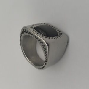 2030- Black Stone Handmade Men's Ring Size 11 NWT